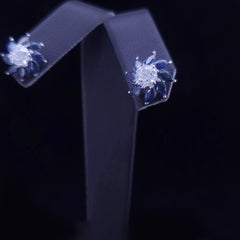 Custom Made Studs Earrings with Sapphire & Diamonds in 14K White Gold