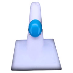 Bague vintage sur mesure avec turquoise, en or jaune 18 carats, taille : 7,25