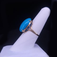 Bague vintage sur mesure avec turquoise, en or jaune 18 carats, taille : 7,25