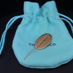 Tiffany & Co Vintage Stick Oval Pin 18K Yellow Gold