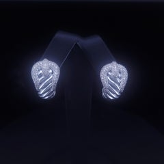 David Yurman Sterling Silver Belt Earrings with Diamond Clip-On