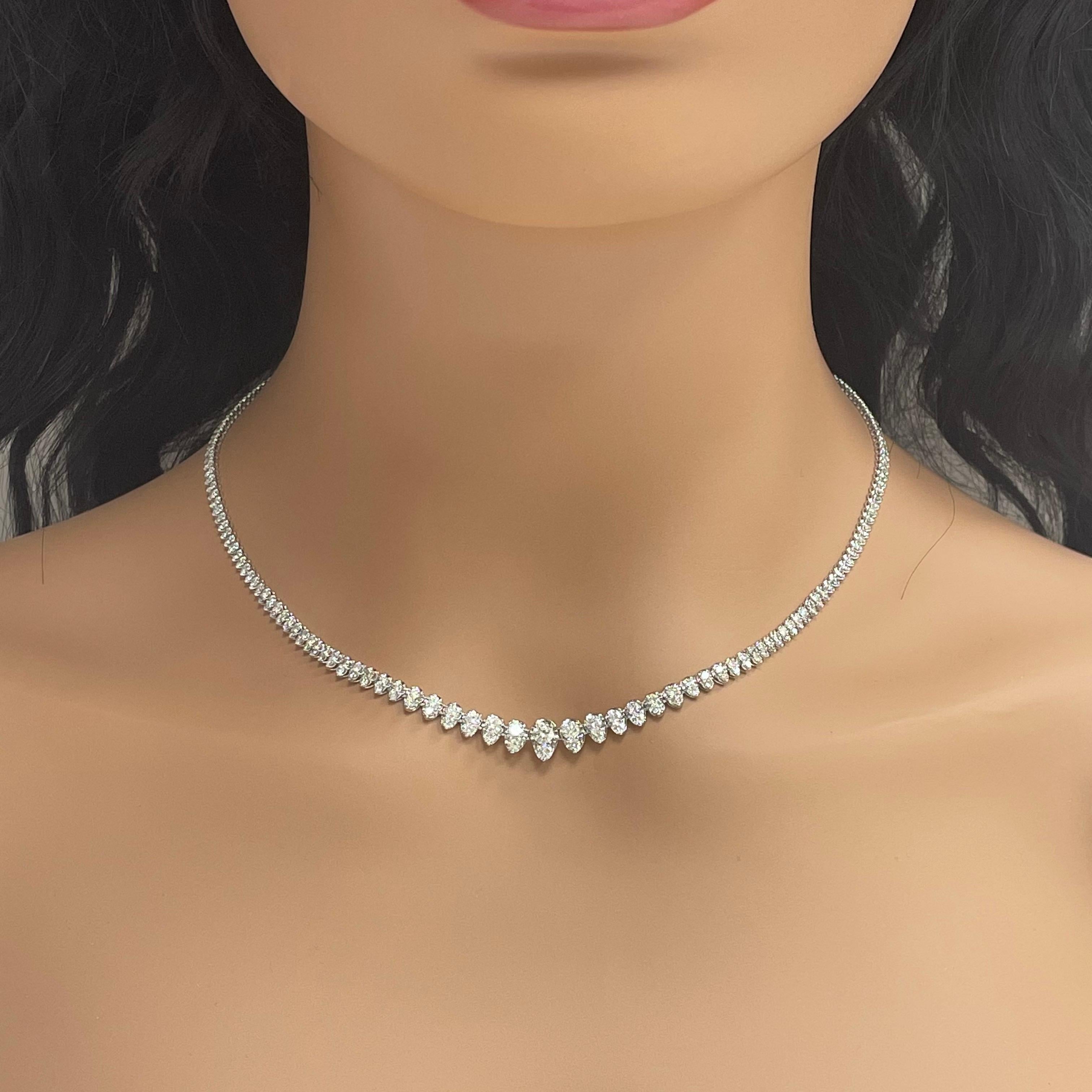 Details about   25Ct Brilliant Pear Cut Diamond Tennis Necklaces In Solid 14K White Gold Over 