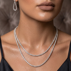 Beauvince Diamond Tennis Convertible Opera Necklace 21.40 Ct GH VVS-VS in Gold