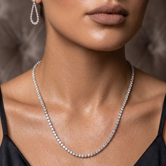 Beauvince Diamond Tennis Necklace 11.38 ct GH VVS-VS Diamonds in 18K White Gold