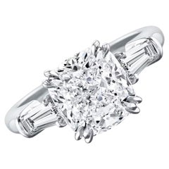 Beauvince Cushion Cut 3 Stone Engagement Ring (3.02 ct HVS1 GIA Diamond)