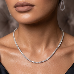 Beauvince Diamond Tennis Necklace 10.02 ct GH VVS-VS Diamonds in 18K White Gold
