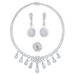 Beauvince Czarina Necklace, Earrings & Ring Suite (38.41 ct Diamonds) 18KW Gold