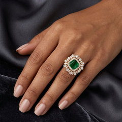 Beauvince Sunburst Ring (5.05 ct Emerald & Diamonds) in 18K Yellow Gold