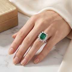 Beauvince Alaya Ring (5.71 ct Emerald & Diamonds) in 18K Yellow Gold