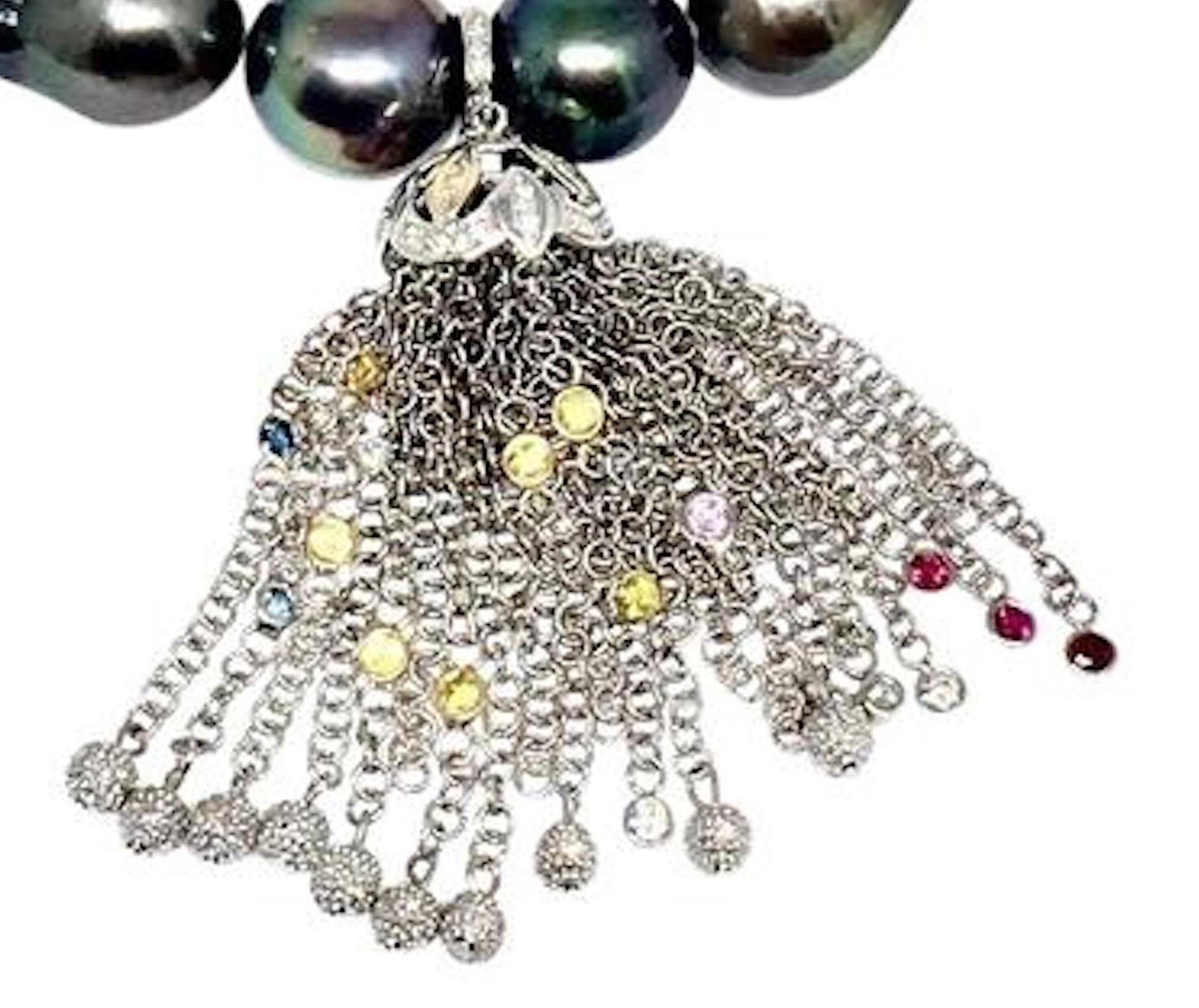 Women's Diamond Sapphire Ruby Tassel Pendant Only