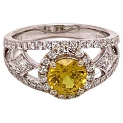 Diamond Yellow Sapphire Ring 18k Gold Women 2.86TCW Certified