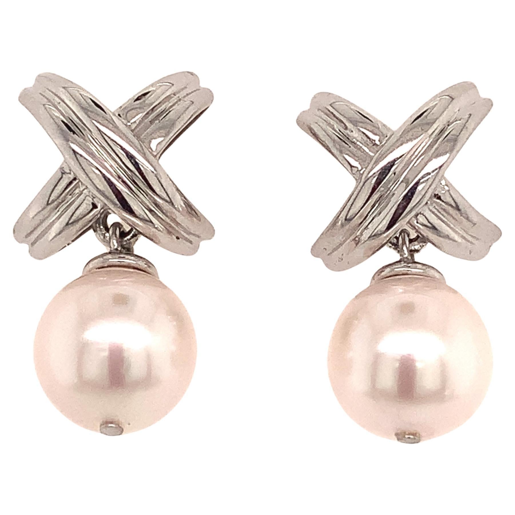 Akoya Pearl Dangle Earrings 14k Gold Certified