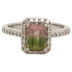 Multicolor Tourmaline Diamond Ring 14k Gold 1.15 TCW Certified