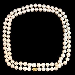 Tiffany & Co Estate Akoya Pearls Necklace 18k W Gold Certified