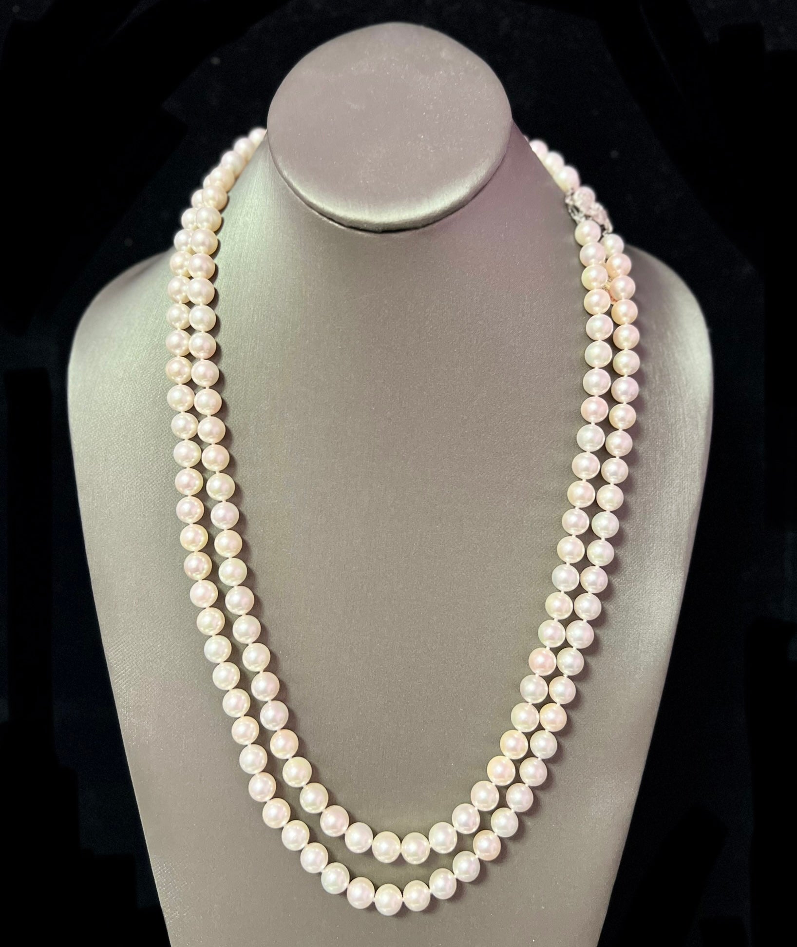 Fine Quality Akoya Pearl Diamond Necklace 24.5