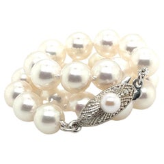 Mikimoto Bracelet Akoya en perles avec fermoir en argent et fermoir authentique