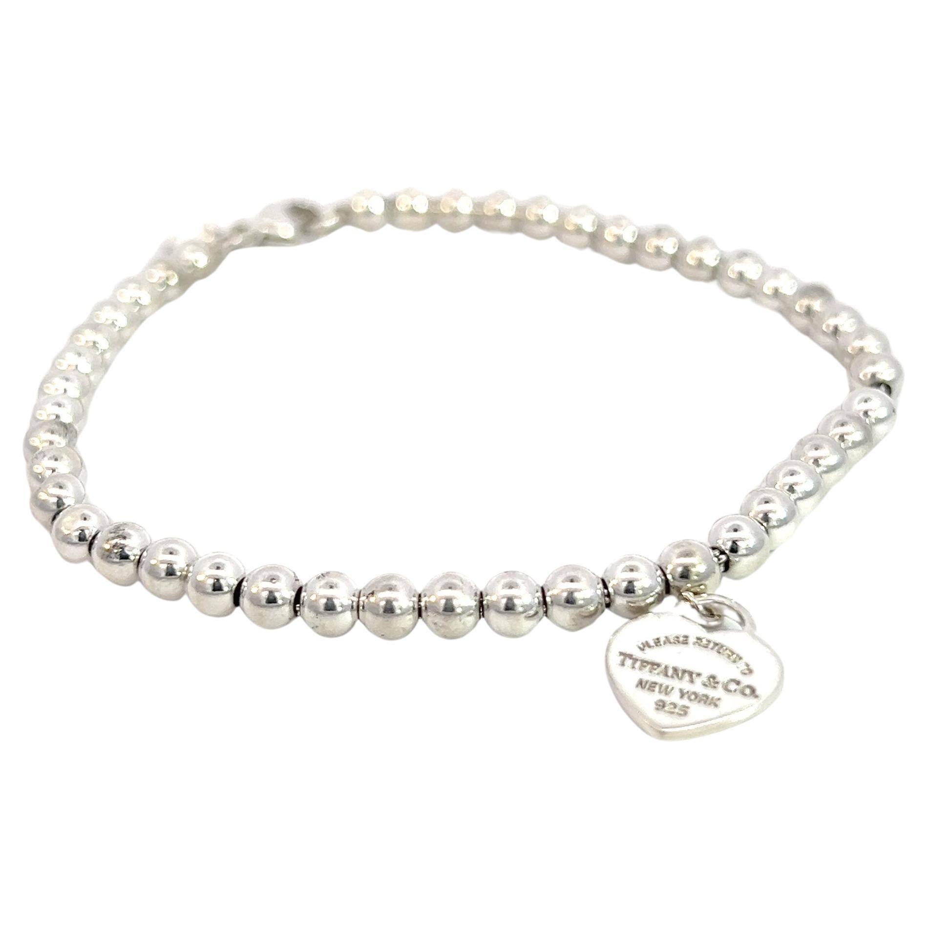 Tiffany & Co Estate Ball Ball Bracelet 7" Silver 4 mm en vente