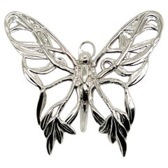 John Hardy Estate Ladies Butterfly Brooch & Scarf Clip Rhodium Plated
