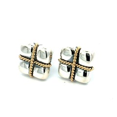 Tiffany & Co Estate Cufflinks Sterling Silver + 18K Gold TIF990