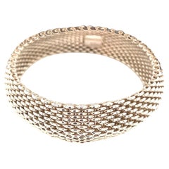 Tiffany & Co Estate Somerset Bangle M 7.5" Sterling Silver 17 mm TIF992