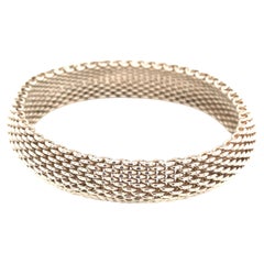 Tiffany & Co Estate Somerset Bangle M 7.5" Sterling Silver 17 mm TIF993