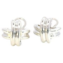 Tiffany & Co Estate X Signature Omega Back Earrings Sterling Silver TIF998