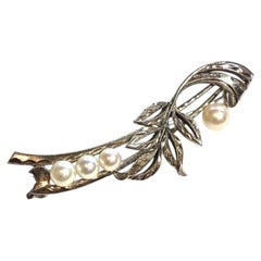 Mikimoto Pearl Brooch Sterling Silver Estate M465