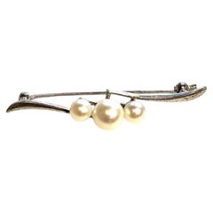 Mikimoto Pearl Sterling Silver Estate Brooch M466
