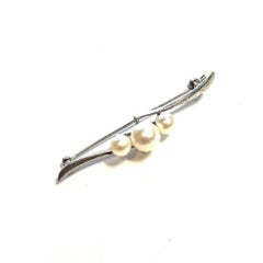 Mikimoto Pearl Sterling Silver Estate Brooch M466