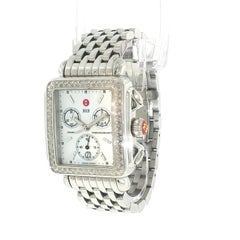 MICHELE Deco MW06A01 Diamond Bezel Chronograph Quartz Ladies Wristwatch SS MIC4