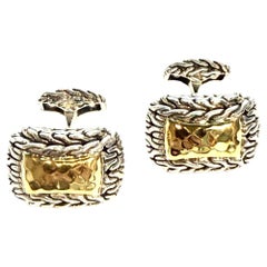 John Hardy Estate Sterling Silver Cufflinks 22K Yellow Gold JH115