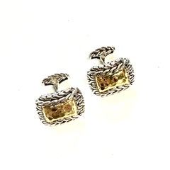 John Hardy Estate Sterling Silver Cufflinks 22K Yellow Gold JH115