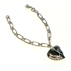 Tiffany & Co Estate Heart Link Bracelet 7.5" Sterling Silver TIF1010