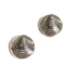 Tiffany & Co Estate Seashell Puffed Clip-on Earrings Sterling Silver TIF1019