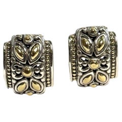 John Hardy Sterling Silver 18k Yellow Gold Jaisalmer Omega Back Earrings JH121