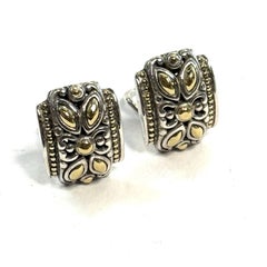 John Hardy Sterling Silver 18k Yellow Gold Jaisalmer Omega Back Earrings JH121