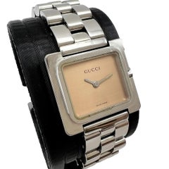 GUCCI 3600L Orologio da donna al quarzo con cassa quadrata e quadrante color bronzo, orologio da polso vintage G57
