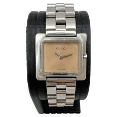 GUCCI 3600L Orologio da donna al quarzo con cassa quadrata e quadrante color bronzo, orologio da polso vintage G57