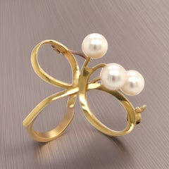 Mikimoto Estate Akoya-Perlen-Brosche, 14-karätiges Gold, 6 mm, M273