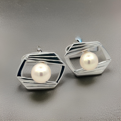 Gemelos de perlas Akoya de Mikimoto Estate, plata, 7,5 mm, M418