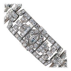 Art Deco Wide Diamond Platinum Bracelet