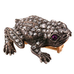 Victorian Ruby Diamond Frog Brooch