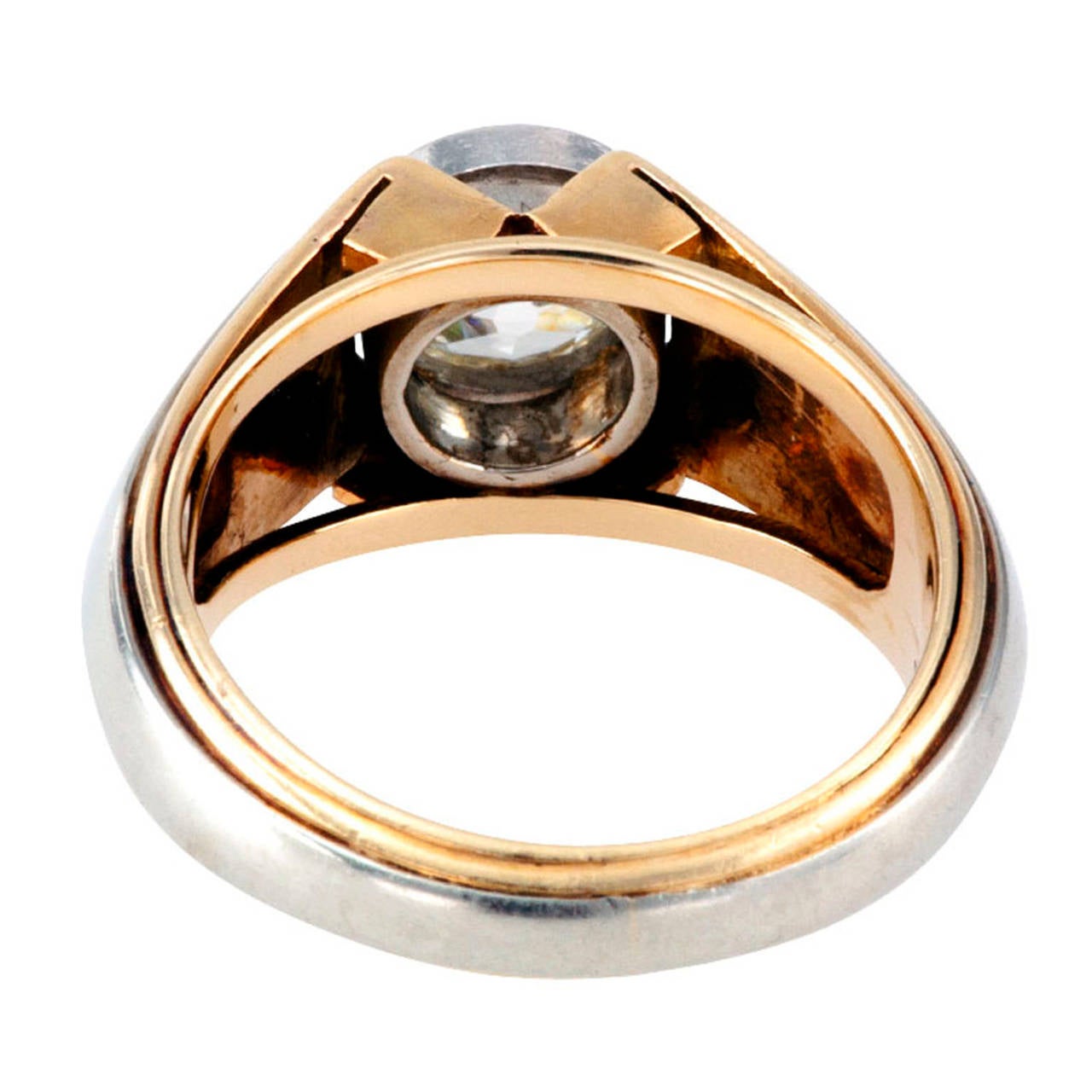 Women's or Men's Art Deco 1.20 Carat Diamond Gold Ring