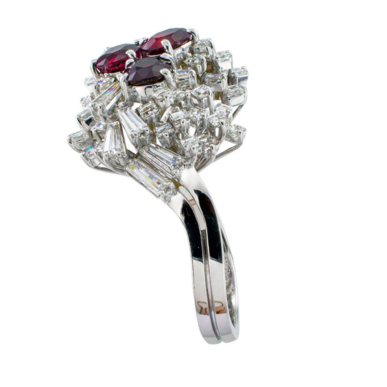 Modern 1960s Ruby Diamond Gold Ring