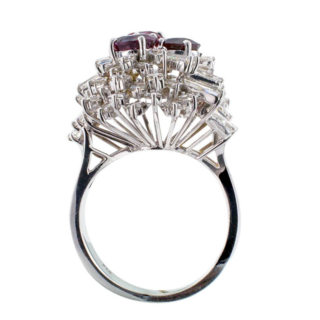Baguette Cut 1960s Ruby Diamond Gold Ring