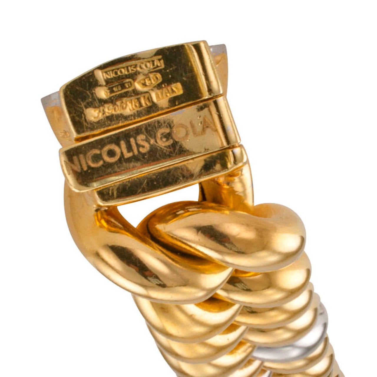 Nicolis Cola Chunky Gold Diamond Link Bracelet In Excellent Condition In Los Angeles, CA