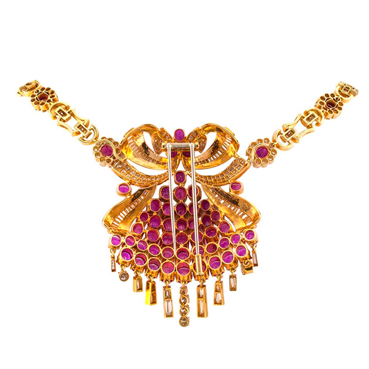 Ruby Diamond Gold Necklace  Earrings Set 3