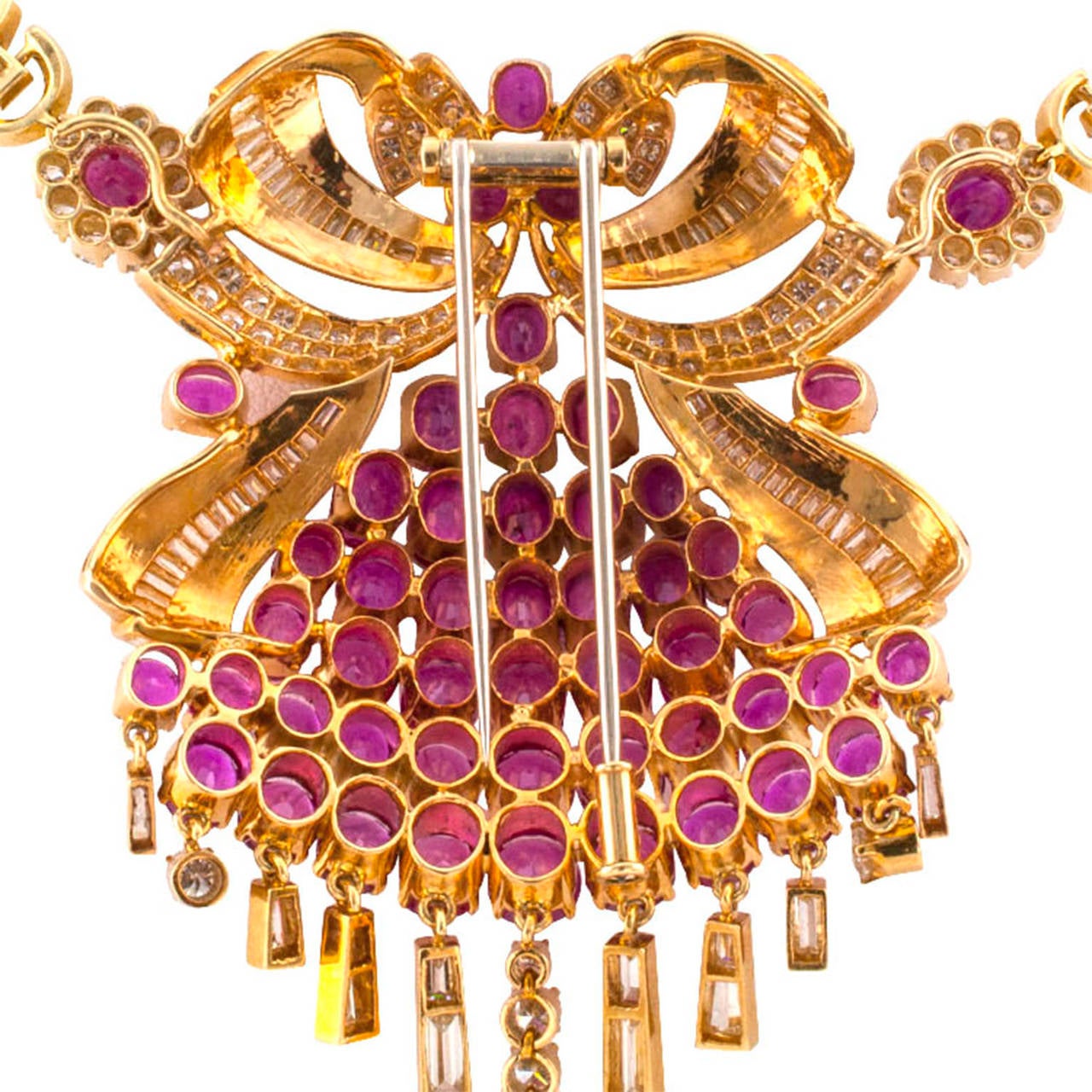 Ruby Diamond Gold Necklace  Earrings Set 2