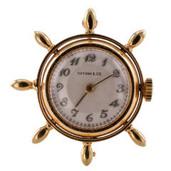 Tiffany & Co. Gold Ship's Wheel Brooch Watch