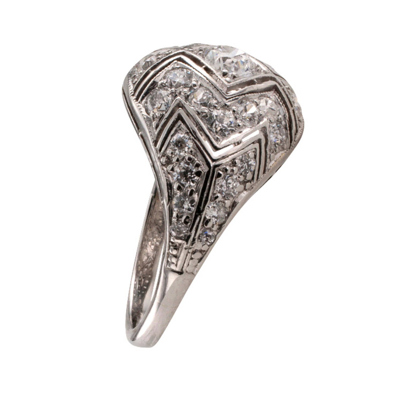 Women's or Men's Art Deco Diamond Platinum Ring